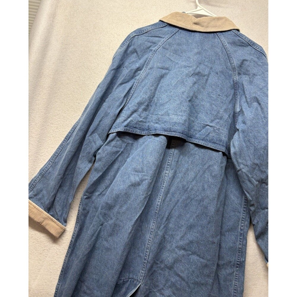 VTG LL Bean Jacket Womens M Barn Chore Denim Corduroy Collar Trench Coat J094 - Picture 7 of 7
